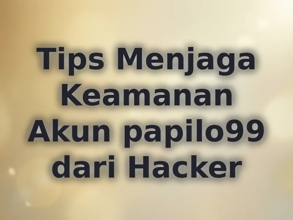 Tips Menjaga Keamanan Akun papilo99 dari Hacker